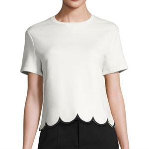 A.l.C.  White Adams Top Short-Sleeve Cotton  Scalloped Hem, White